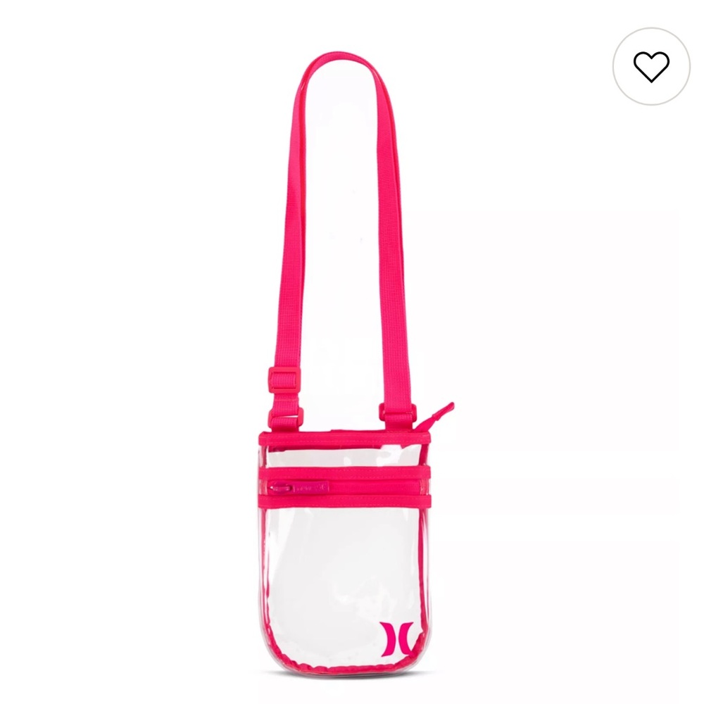Hurley Transparent Stadium Bag with Bright Pink Strap Crossbody NWT cute
